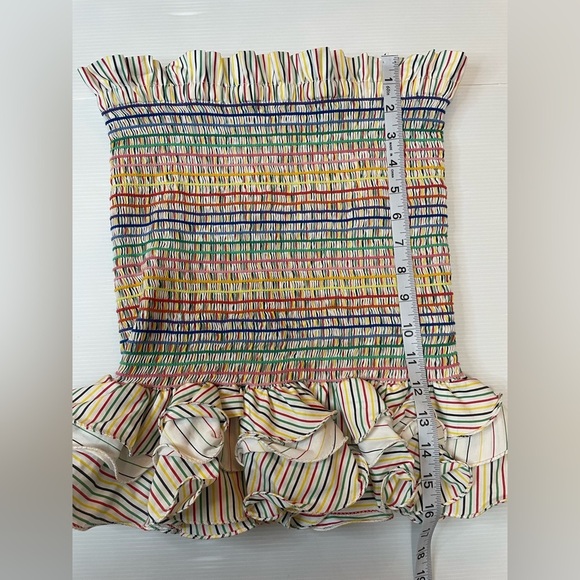 Petersyn Barrett Rainbow Striped Smocked Mini Skirt Size Small - Picture 6 of 7